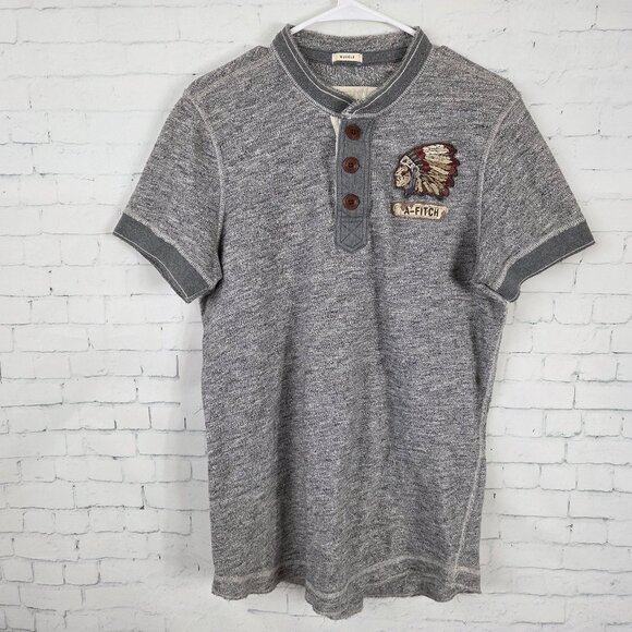 Abercrombie & Fitch Muscle Henley Tee Mens Size XL Native American Chief Y2K - Picture 1 of 6